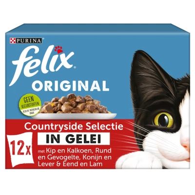 Afbeelding van Felix Multipack Original Countryside In Gelei Kattenvoer Rund Kip Konijn 12x85 g