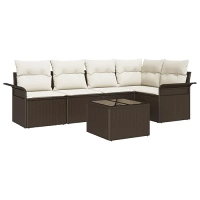 Afbeelding van vidaXL 5 Delige Tuin Sofa Set met Kussens Grijs Poly Rattan