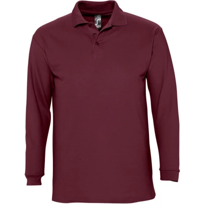 Afbeelding van SOLS Heren Winter II Poloshirt Met Lange Mouwen Van Piqué Katoen (Bourgondië) Maat XL