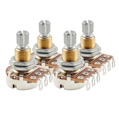 Afbeelding van Musiclily Pro Messing Schroefdraad Mini Metric Split Shaft B500K Lineaire Potmeter voor Elektrische Gitaar en Basgitaar (4 Stuks)