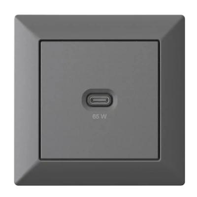 Afbeelding van Inbouw USB laadstation, C 65 watt lader, antraciet