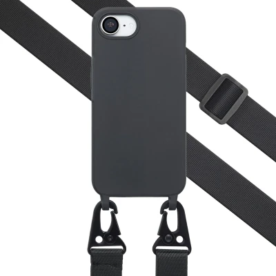 Afbeelding van iPhone SE 4 Hoesje Siliconen en TPU (zacht) Selencia Softcase/Koordhoesje/Backcover Zwart Telefoonhoesje
