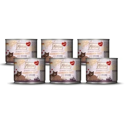 Afbeelding van MjAMjAM Premium natvoer voor katten Duet Kipfiletkusjes paard, 6 verpakking (6x190g), graanvrij
