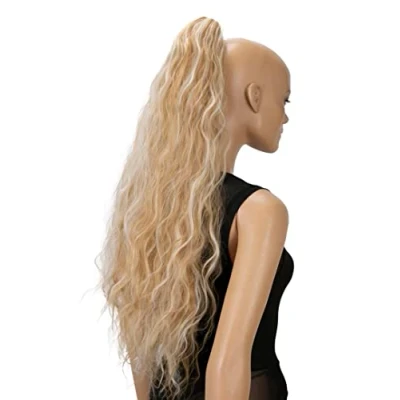 Afbeelding van CAISHA 70 cm Extra Lang Volumineus Golvend Haarstukje Met Clip On Vlecht Paardenstaart Hittebestendige Synthetische Vezels Gemengde Blonde Highlights H722