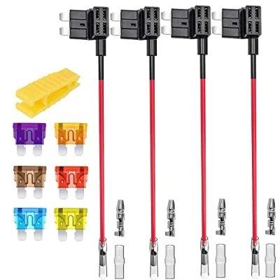 Afbeelding van Gebildet 4pcs 12V 24V Standaard ATC Add a circuit Zekering, Medium Piggy Back Blade Zekeringhouder met Kabelboom, 6pcs Zekering (3A 5A 7,5A 10A 15A 20A) en Zekeringtrekker