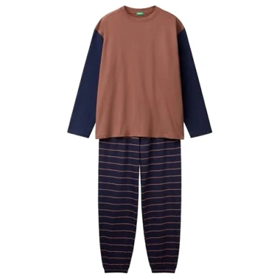 Afbeelding van United Colors of Benetton IN PURE SET Pyjama, Heren, Maat: Large, Brown