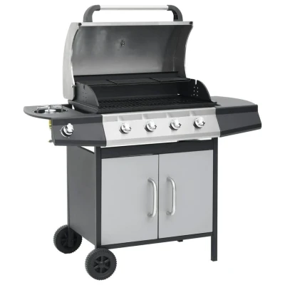 Afbeelding van Gasbarbecue 4+1 kookzone staal en roestvrij zwart zilver