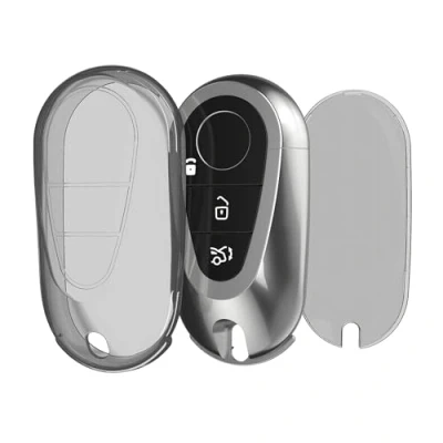 Afbeelding van kwmobile Autosleutel hoesje geschikt voor Mercedes Benz 3 knops smart behuizing van TPU transparant in zwart /