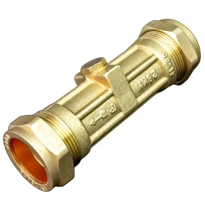 Afbeelding van 28 mm DZR dubbele terugslagklep WRAS Goedgekeurde compressiemontage Niet Eenrichtingsafsluiters Inclusief Kudos Trading Next Day Prime levering..