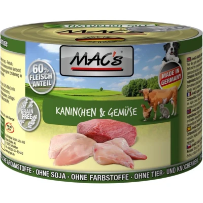 Afbeelding van MAC&#039;s Hondenvoer Natvoer Blik 70% Konijn &amp; Groente 6 x 200g