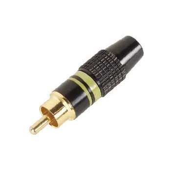 Afbeelding van Mannelijke Rca Plug Vergulde Stekker Zwarte Behuizing Gele Ring