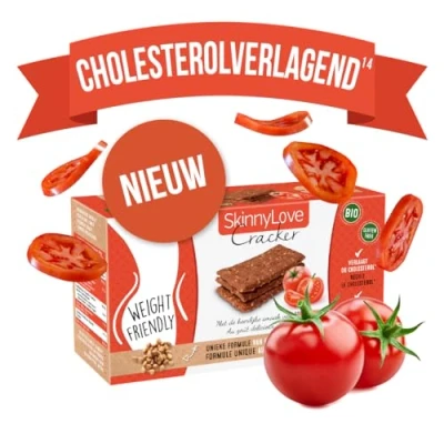Afbeelding van SkinnyLove Bio Boekweit Cracker Tomaat 72 Crackers Cholesterol verlagend Glutenvrij Afslanken Hongerstillend