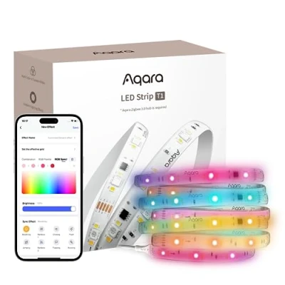 Afbeelding van Aqara LED Strip T1, vereist Zigbee 3.0 HUB, 2M RGB + IC stripverlichting met 16 miljoen kleuren/Afstembaar wit/gradiënteffecten, ondersteunt Apple Home, Google Home en Alexa