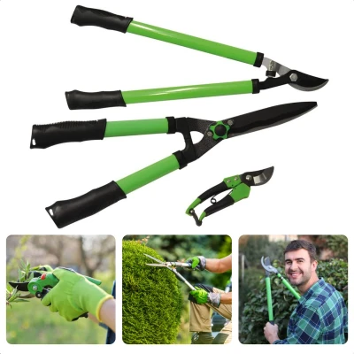 Afbeelding van Cheqo® Complete Tuinscharenset Takkenschaar (60cm) Heggenschaar (56cm) Snoeischaar (19cm) Multifunctioneel Snoei en Tuinonderhoud Gereedschapset Snoeiset Ergonomische Handgrepen