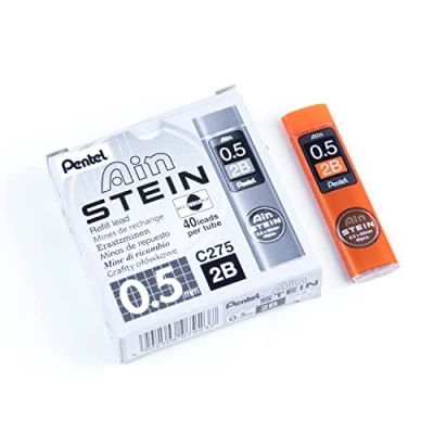 Afbeelding van Pentel Ain steen fijne vulling, lijndikte 0,5 mm, hardheid 2H, 40 stiften per doos 2B