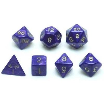 Afbeelding van Dobbelstenen Set paars marmer/parelmoer 7 st. : HOT Games