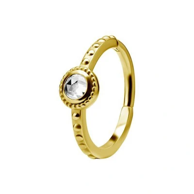 Afbeelding van Vergulde Conch Piercing Ring Rose Cut Cubic Zirconia