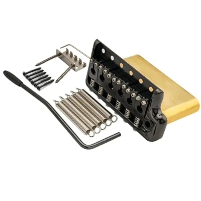 Afbeelding van Musiclily Ultra 52,5 mm Massief Messing 6 Schroeven PRS stijl Tremolo Brug Mes Rand voor Strat Elektrische Gitaar, Zwart