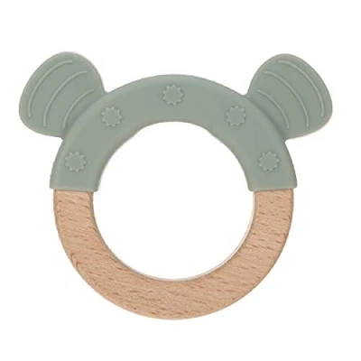 Afbeelding van Lassig Little Chums Grey Cat Wood/Silicone Bijtring 1313007108
