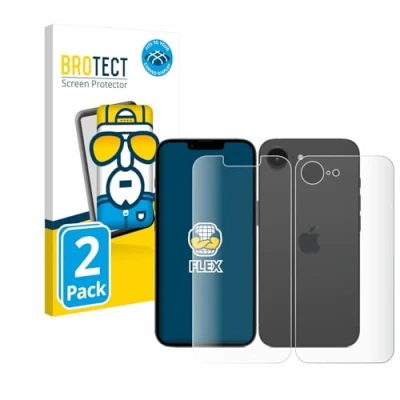 Afbeelding van BROTECT Screenprotector voor Apple iPhone 16e (Voor+Achter) Folie Beschermfolie transparant volledig dekking (2 Stuks)