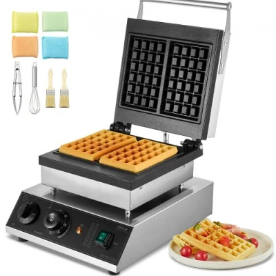 Afbeelding van VEVOR Commerciële Wafelijzer Rechthoek Wafelbakker Machine 2kW 2 Wafels