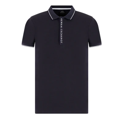 Afbeelding van Armani Exchange heren Regular fit polo met halve rits in de kleur Donkerblauw, maat: L