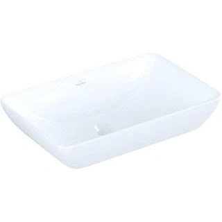Afbeelding van Villeroy en boch venticello semi inbouw opzetwastafel 55 x 36 cm wit zonder kraangat met overloop 41135501