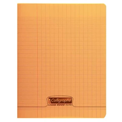 Afbeelding van Calligraphe 18178C Oranje Geniet schrift 24x32 cm 48 grote ruiten pagina&#039;s 90 g wit papier Transparante polypropyleen kaft merk van Clairefontaine