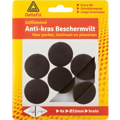 Afbeelding van Deltafix Anti krasvilt Rond 33mm Bruin 6 stuks