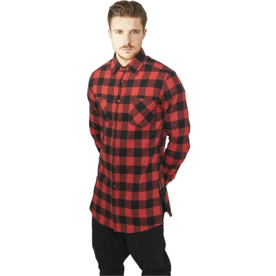 Afbeelding van Urban Classics Side Zip Long Checked Flanell Overhemd S Zwart/Rood