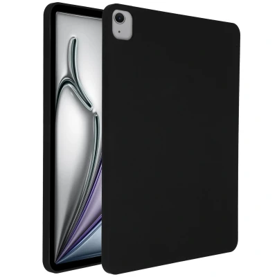 Afbeelding van iPad Air 13 inch (2024) M2 Hoes: Accezz Liquid Silicone Backcover met penhouder Backcover,Softcase Zwart Siliconen En TPU (zacht) Tablet
