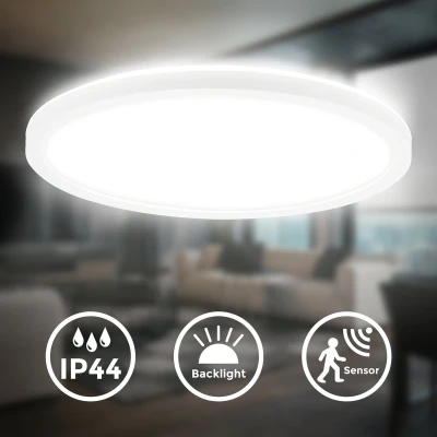 Afbeelding van B.K.Licht LED Badkamerverlichting Plafondlamp met bewegingsmelder IP44 4.000 K Ø29 cm Wit