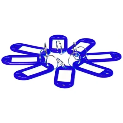 Afbeelding van D.RECT 10 stuks sleutelhangers, kunststof sleutelhangers met lussen, sleutelhanger venster, gepersonaliseerde sleutelhanger, blauw