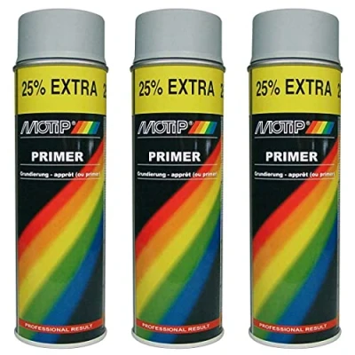 Afbeelding van 3 x 500 ml motief primer grijs spuitbus auto lak