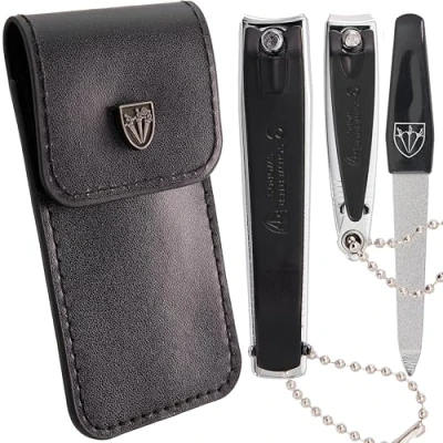 Afbeelding van Drei Schwerter Nagelknipper set &#039;CLIP&#039;, vingernagelknipper en voetnagelknipper in kunstlederen etui (1912)