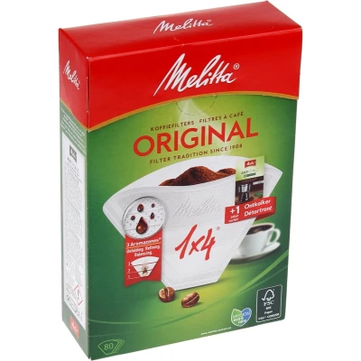 Afbeelding van Melitta Koffiefilter papier 1x4 / 80 wit + ontkalker 6749477