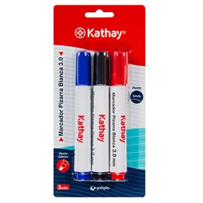 Afbeelding van Kathay 86211399 Set van 3 whiteboard markers, blauw, zwart, rood, conische punt, mm