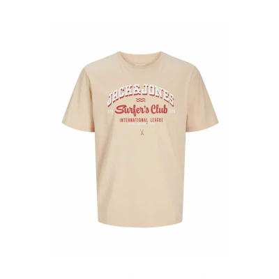 Afbeelding van Jack &amp; Jones Jjelogo SS Oneck PLS Tshirt print, Heren, Maat: 6XL, Peach parfait
