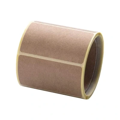 Afbeelding van MD Labels Zelfklevende kraftstickers op rol, 50 x 30 mm, 100 stuks, huls 40 mm glad papier, decoratieve etiketten, bruin, cadeauetiketten