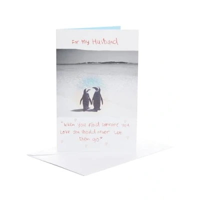 Afbeelding van UK Greetings Verjaardagskaart voor echtgenoot schattig pinguïns ontwerp