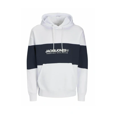 Afbeelding van JACK &amp; JONES Jjelegacy Noos Geblokkeerd Sweatshirt met capuchon voor heren, Wit, S