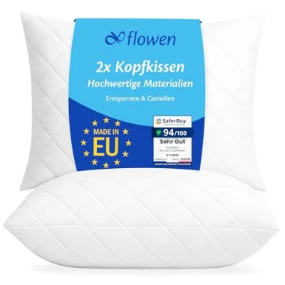 Afbeelding van Bedkussens Paar kussens 50x70 om te slapen Standaard vulling Anti mijt Hypoallergeen Ademend Vierkant voor Tweepersoons Eenpersoonsbed met kussensloop van katoen en polyester