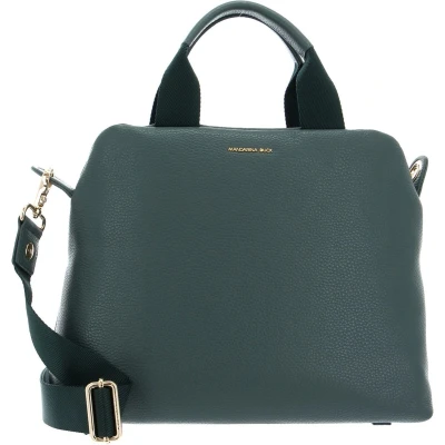 Afbeelding van MANDARINA DUCK Leren Handtas Schoudertas Mellow Leather Bowling Bag Dark Forest Groen