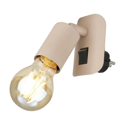 Afbeelding van BRILONER Wandlamp voor binnen met schakelaar, draaibaar, E27 fitting, stekkerlamp, leeslamp, woonkamerlamp, wandlamp, hallamp, wandverlichting, 9,5 x 6,7 7,8 cm, beige