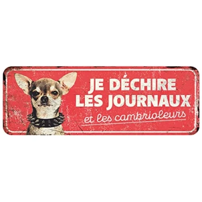 Afbeelding van D&amp;d Home Waakbord Hond Waarschuwingsbord Chihuahua Fr 40x13x0,3cm Rood 1st
