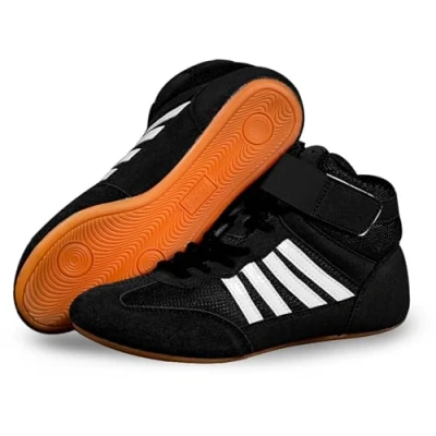 Afbeelding van Boksschoenen voor jeugd, worstelschoenen, ademende boksschoenen, uniseks, lichtgewicht, antislip, comfortabele voering, duurzaam, training, vechten, fitness, kickboksen, vechtsporten, zand,
