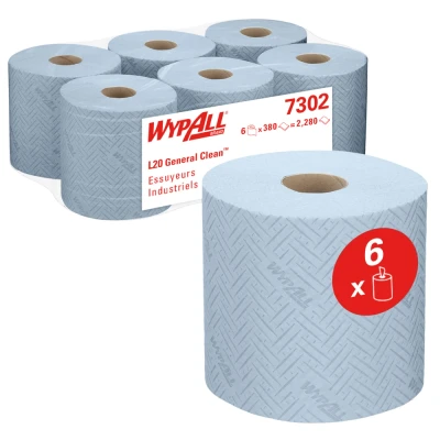 Afbeelding van Poetsrol WypAll L20 2 laags 18,3cmx144m 380vel blauw 7302