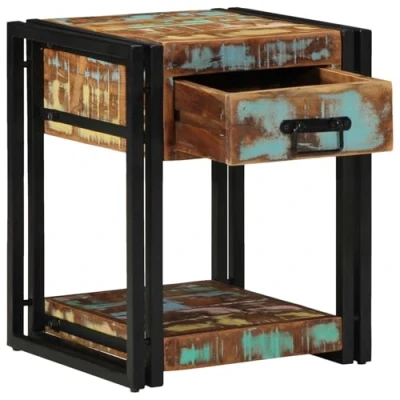 Afbeelding van vidaXL Nachtkast Kleurrijk Massief gerecycled hout, Ijzer 40 x 50 cm