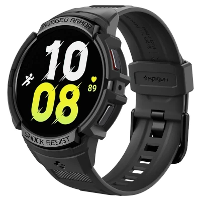 Afbeelding van Samsung Galaxy Watch 6 40 mm Hoes: Spigen Rugged Armor Pro Case Shockproof/Valbescherming Bumper Zwart Kunststof Smart Covers