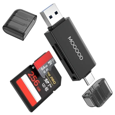 Afbeelding van MOGOOD SD/Micro SD kaartlezer, Dual Connector USB/USB C USB 3.0 en naar geheugenkaart adapter voor Max, MacBook, iMac, Laptop, iPad, ondersteuning SDXC, SDHC, MMC